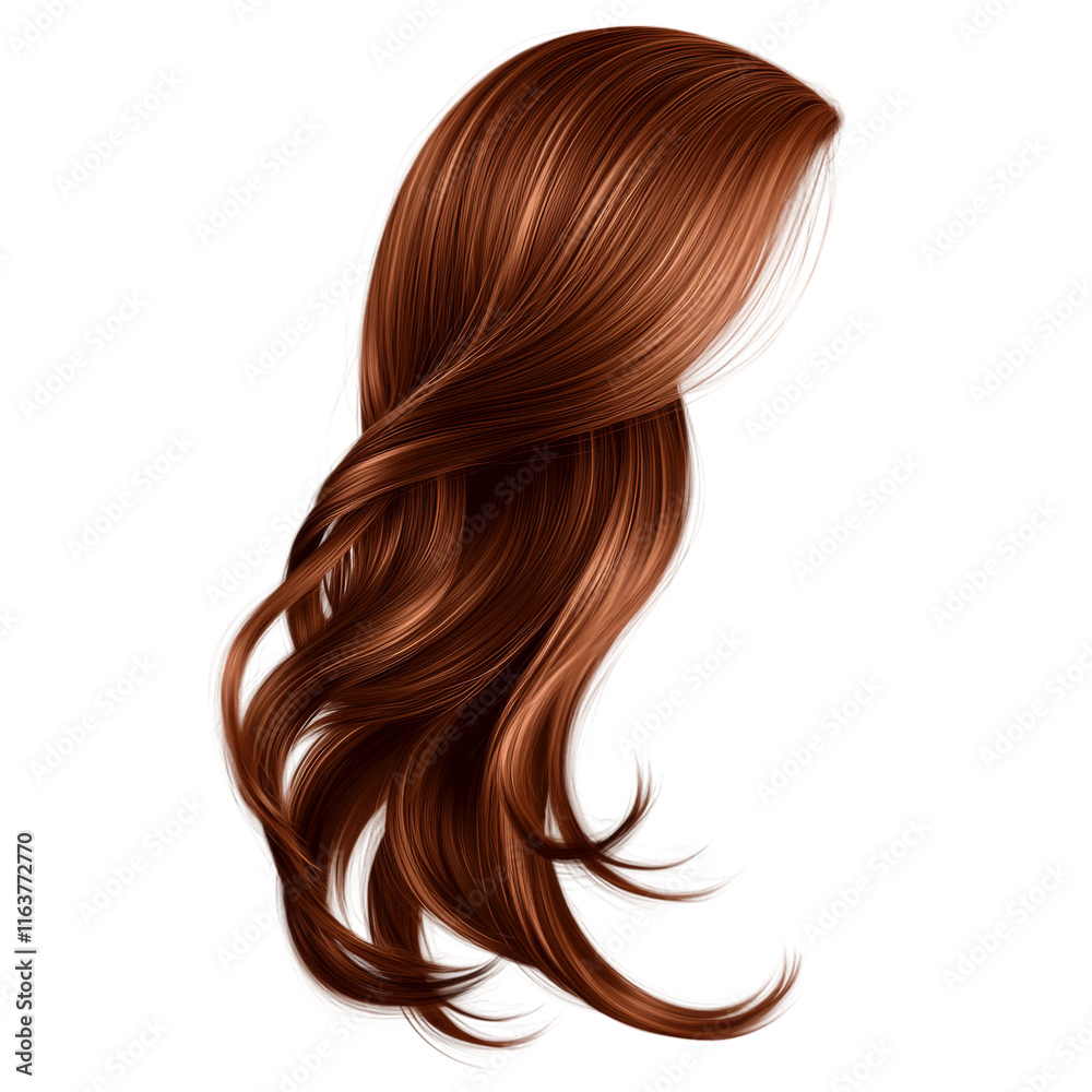 Naklejka premium Long brown hair with a shiny and smooth texture.