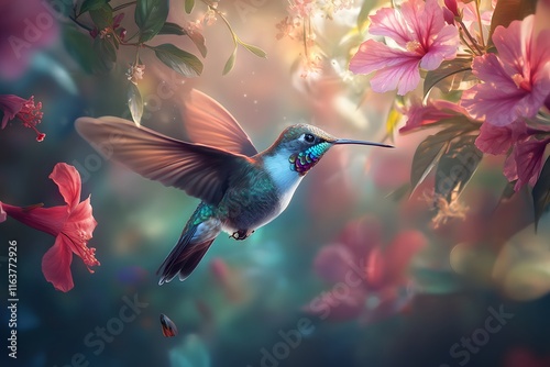 hummingbird in flight full body wildlife portrait