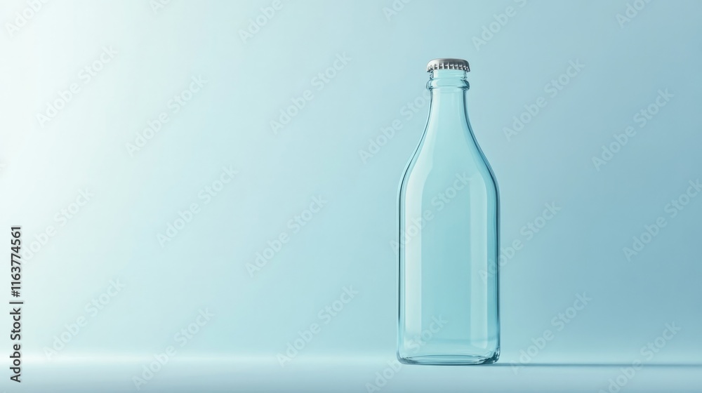 Minimalist glass bottle stands elegantly against soft, gradient Minimalist glass bottle stands elegantly against soft, gradient