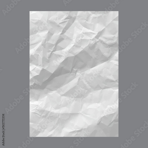 Crumpled sheet of paper with wrinkles and crease. Vector isolated pages with copy space. Old grunge blank for writing or drawing. Template mockup with creases and wrinkles on surface effect