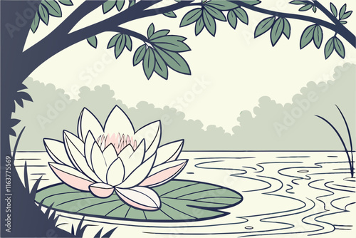 Lotus Flower: Serene Lotus Design Vector Illustration on White Background