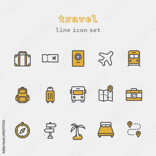 travel line icon set illustration