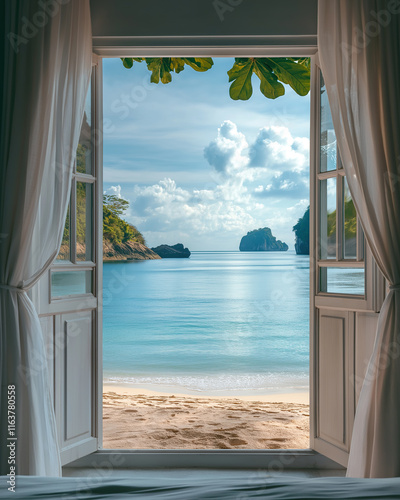 open window to the view of the ocean
