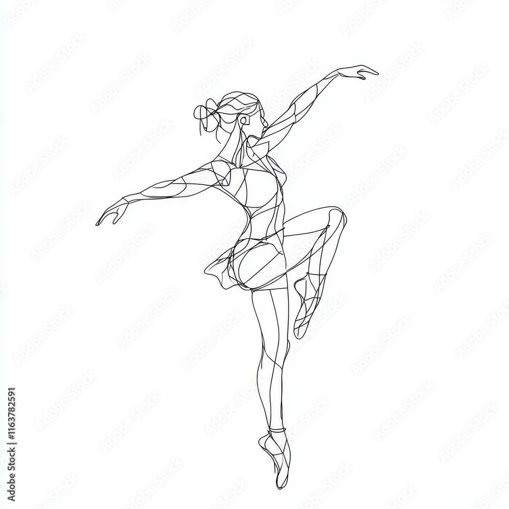 Geometric line art ballerina in graceful pose. Geometric line art ballerina in graceful pose.