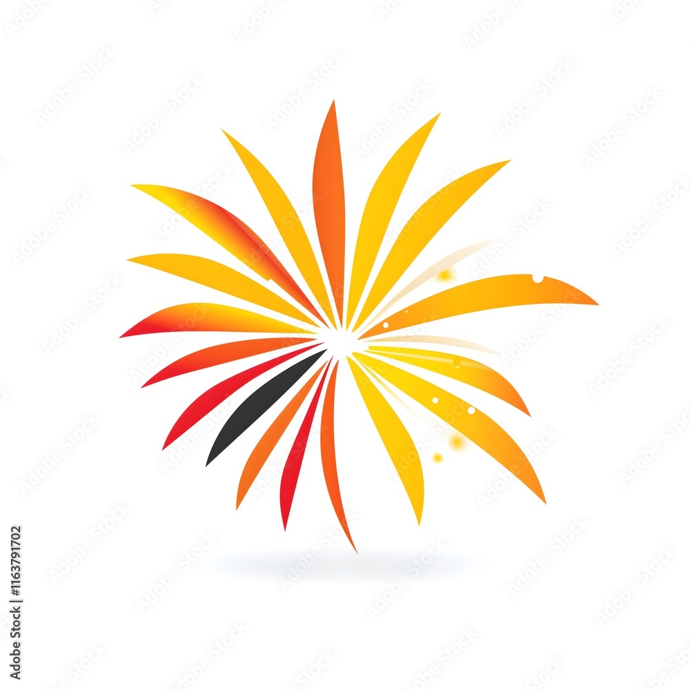 Fiery Burst: Abstract firework design. Celebration, energy, and excitement in vibrant hues of orange, red, and yellow.  Perfect for festive occasions or branding. 
