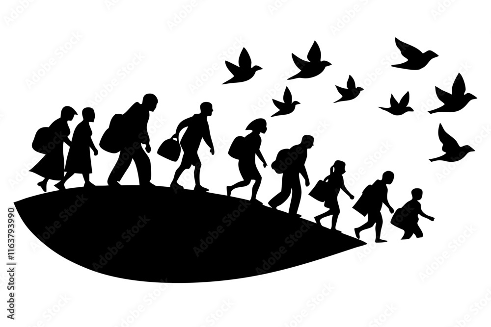 Obraz premium family silhouettes vector