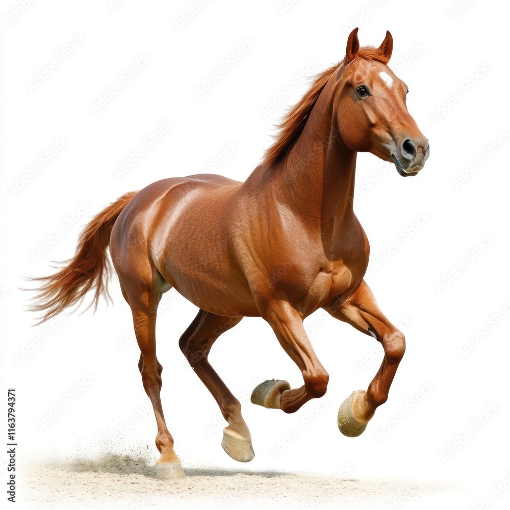 Horse running Isolated on White Background Generative AI Horse running Isolated on White Background Generative AI