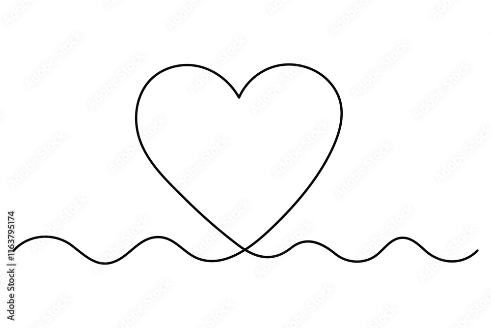 Minimalist continuous one line drawing of a heart outline for modern designs
Minimalist continuous one line drawing of a heart outline for modern designs