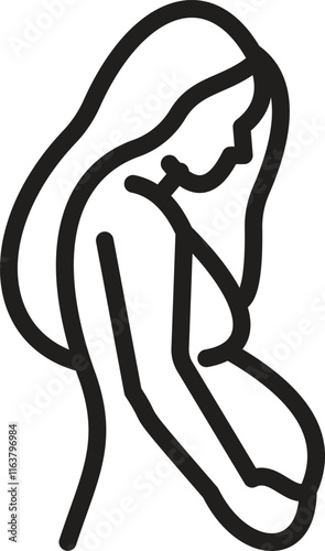 Pregnancy icon. Simple outline style. Pregnant woman, maternal, lady, fertility, mom, baby, mother, gynecology, health concept. Thin line symbol. Vector
