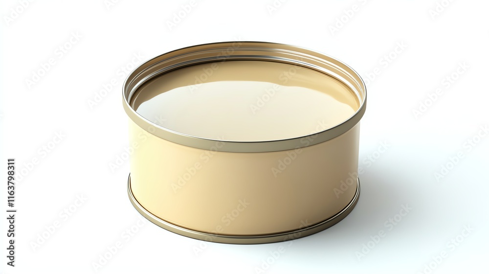 A cylindrical can filled with cream on a white isolated background. A cylindrical can filled with cream on a white isolated background.
