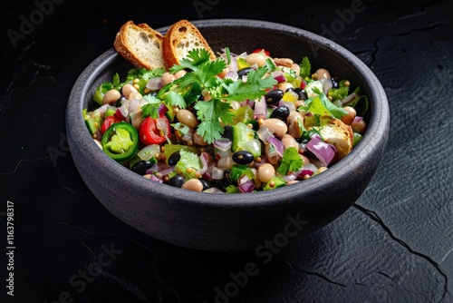 Crunchy textures and flavors in this veggie salad photo