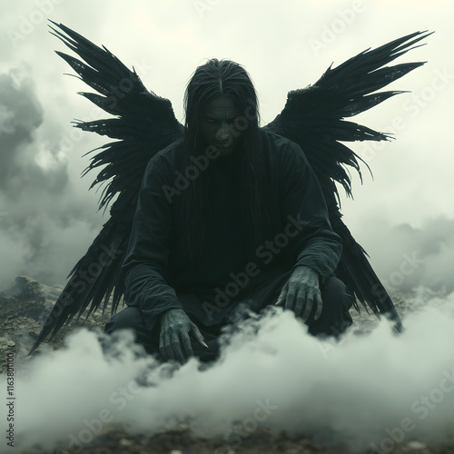 Dark angel with wings