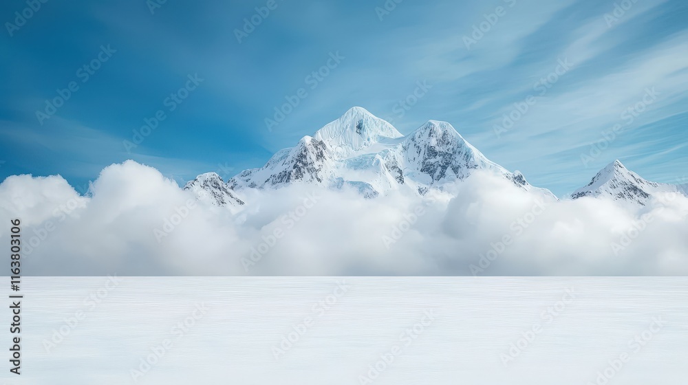 Majestic Mountain Peak Surrounded by White Clouds Majestic Mountain Peak Surrounded by White Clouds