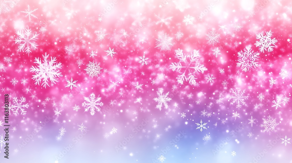 Pink and Blue Winter Snowflakes Background Pink and Blue Winter Snowflakes Background
