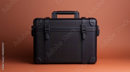 Black Hard Case with Handle on Brown Background for Storage Needs