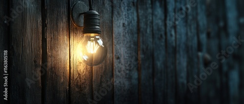 Wallpaper Mural Glowing lightbulb on rustic wooden wall. Torontodigital.ca