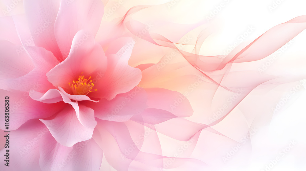 Obraz premium stunning close up of blooming pink flower with soft petals and delicate hues, evoking sense of tranquility and beauty