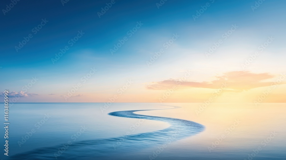 Serene Sea and Sky at Sunset with Gentle Waves Serene Sea and Sky at Sunset with Gentle Waves