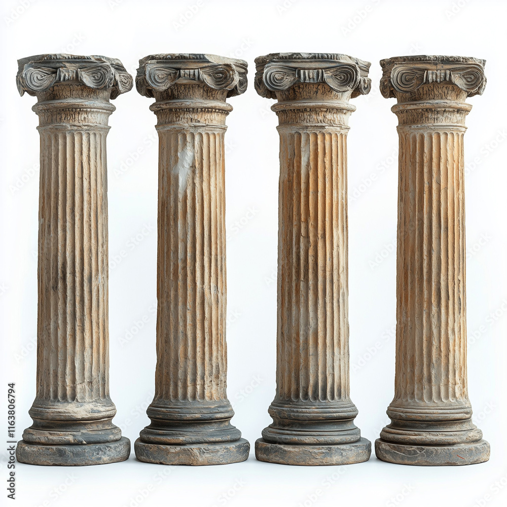 Set of Greek columns on a white background Set of Greek columns on a white background