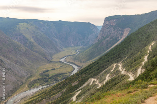Chulyshman mountain valley and Katu Yaryk pass. Altai republic, Russia.