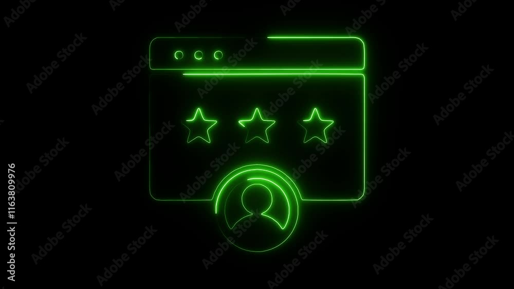 Glowing Neon Rating Icon Animation on Black Background, HD Motion Graphic Video Representing Reviews and Feedback Metrics Glowing Neon Rating Icon Animation on Black Background, HD Motion Graphic Video Representing Reviews and Feedback Metrics