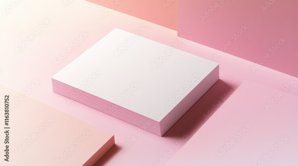 Minimalist composition featuring blank box on soft pink surfaces Minimalist composition featuring blank box on soft pink surfaces