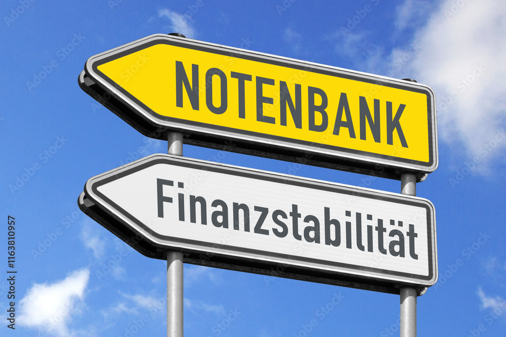Wegweiser, Notenbank und Finanzstabilität, (Symbolbild) Wegweiser, Notenbank und Finanzstabilität, (Symbolbild)