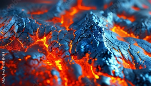 Wallpaper Mural Abstract Red Lava Flow with Metallic Texture in Vivid Detail and Dynamic Patterns Torontodigital.ca