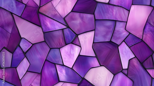 top view on purple stained glass window mosaic surface texture background, for pattern overlay