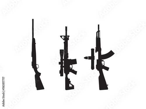 gun and rifle VECTOR SILHOUETEE