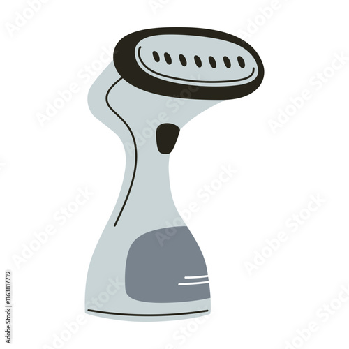 Vector illustration of handheld garment steamer. Minimalist flat design in modern style, ideal for laundry, wrinkle removal, and fabric care themes. Stylish and practical appliance