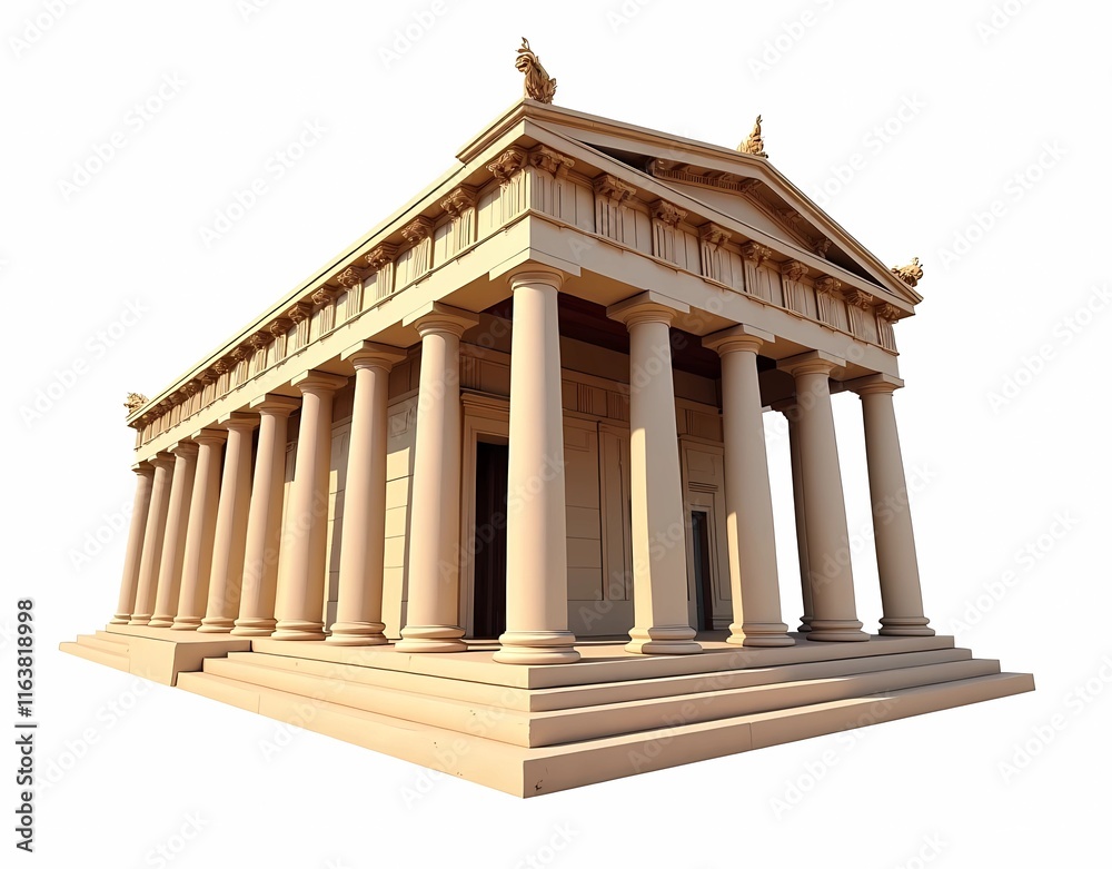Fototapeta premium ancient greek building model architecture isolated on white background