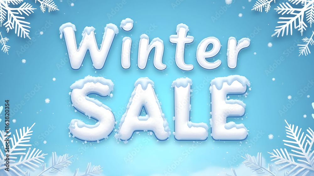 Winter Sale Banner with Snow Covered Text Winter Sale Banner with Snow Covered Text
