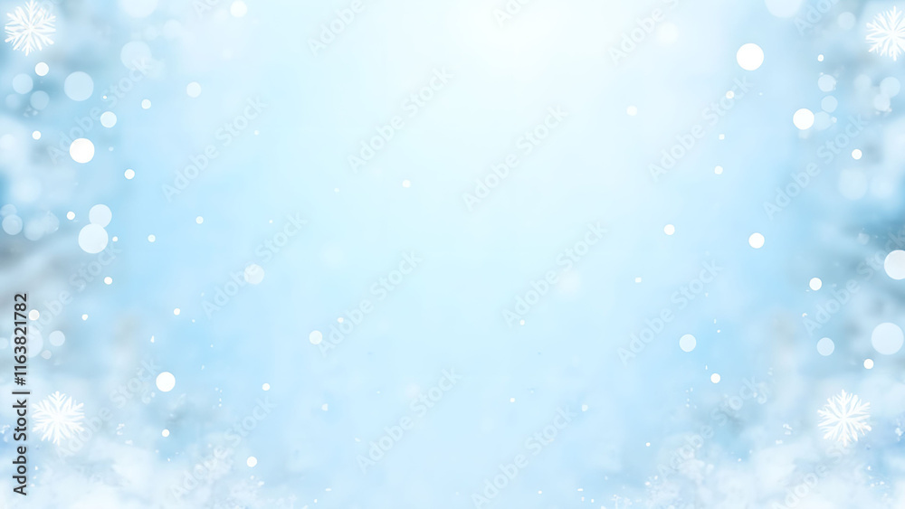 Winter Background with Snowflakes and Bokeh. Concept of Holiday, Christmas, and Winter. Winter Background with Snowflakes and Bokeh. Concept of Holiday, Christmas, and Winter.