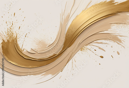 Elegant background of gold and beige brush stroke paint  © Almas Ikhwan