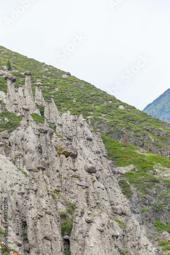 Stone mushrooms (or Akkurum tract) in Chulyshman river valley. Ulagan district, Altai republic, Russia. photo