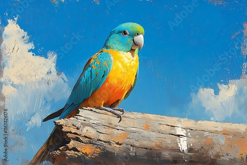 Golden-Shouldered Parrot on Weathered Branch, Parrot Perched on Old Branch