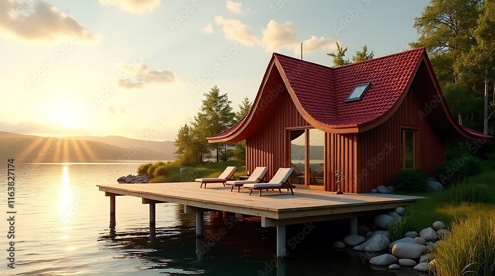 Obraz premium pavilion at sunset