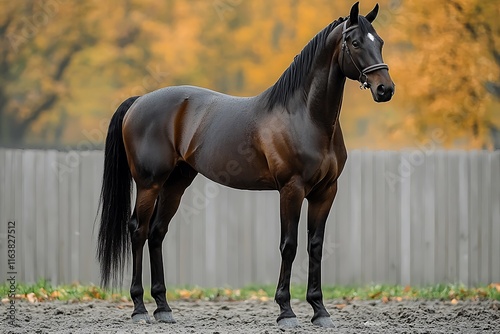 Majestic Horse in Proud Stance, Tall Horse with Noble Posture, Strong Horse with Head Held High