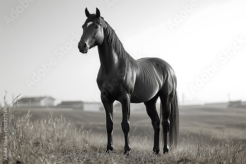 Proud Horse Standing Tall and Strong, Horse Standing with Head Held High photo