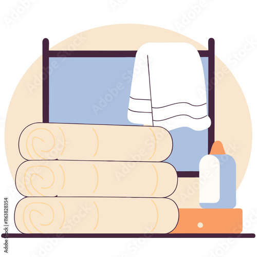 Soft White Fluffy Towels Stacked Folded