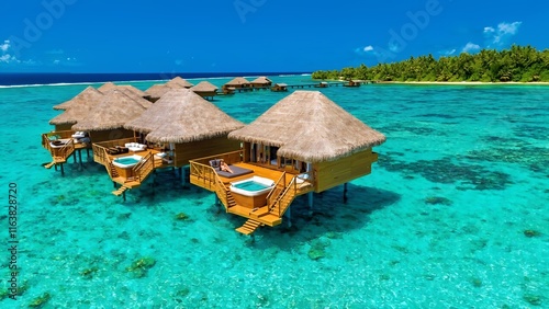 Luxurious Overwater Bungalows in a Tropical Paradise photo