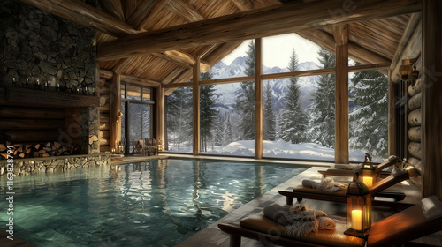 Piscine intérieure luxueuse dans un chalet alpin