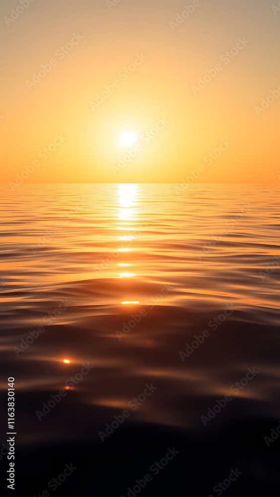 Fototapeta premium Golden Horizon with Glittering Water - Vertical Phone Wallpaper Background