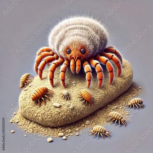 Dust Mite Illustrate the tiny dust mite focusing on its body str photo