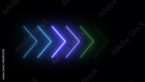 Neon Right arrow icon illustration. neon glowing direction arrow icon.