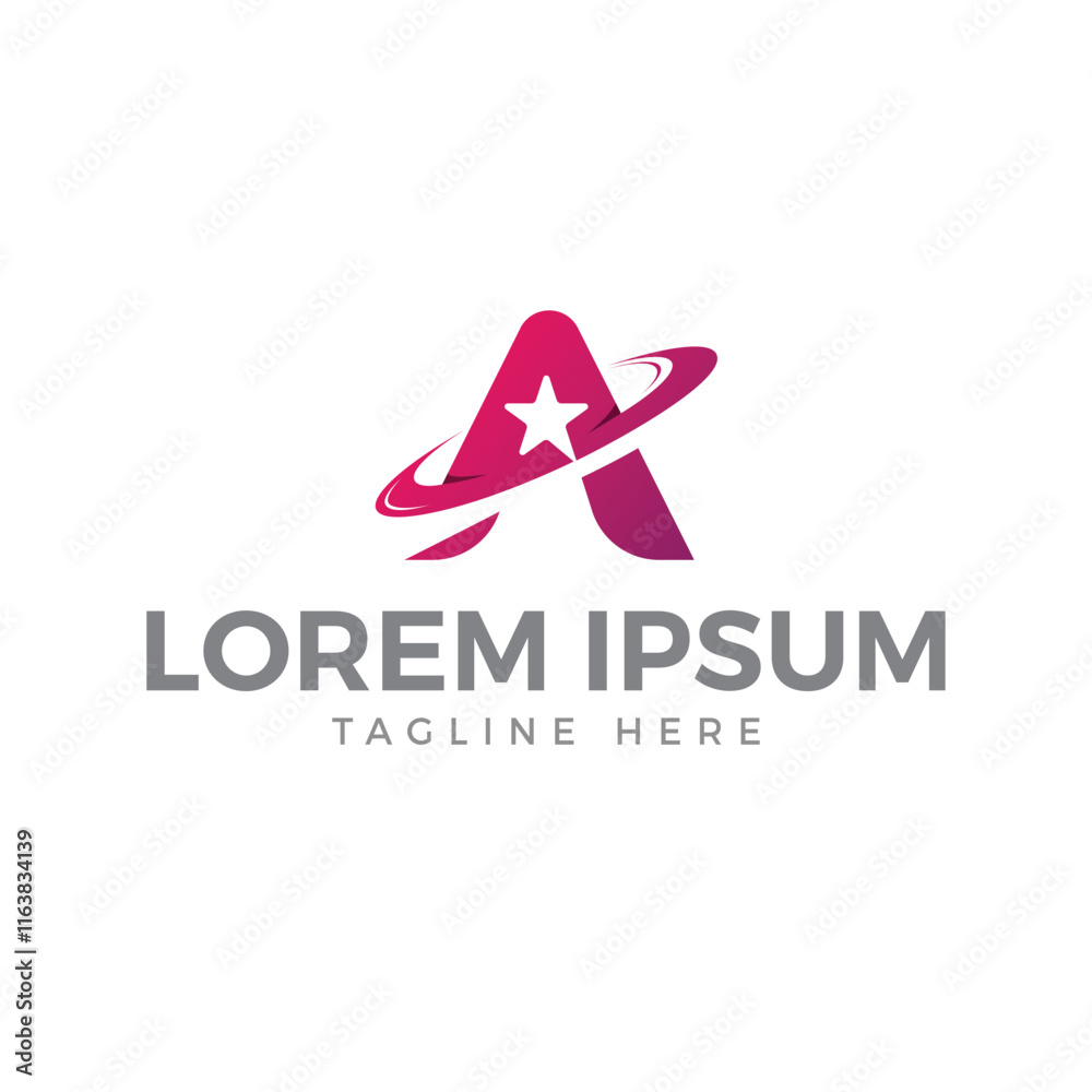 Stylish, Modern A Logo with Star and Orbit Design