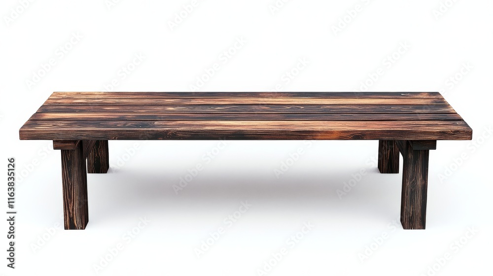 Wooden table top with aged surface, realistic vector illustration. Vintage dining table made of darkened wood, realistic plank texture. Empty desk top isolated on white wall. Wooden table top with aged surface, realistic vector illustration. Vintage dining table made of darkened wood, realistic plank texture. Empty desk top isolated on white wall.