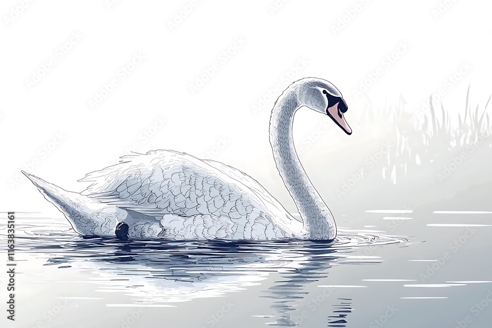 Fototapeta premium The Peaceful Swim of a Serene Swan