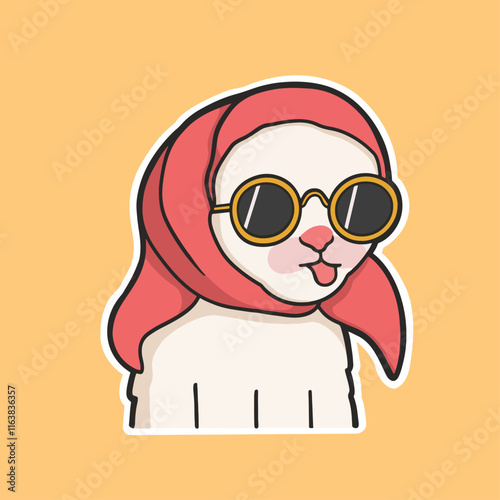 Sunglasses Slay Cat Meme Sticker Vector Cute Illustration